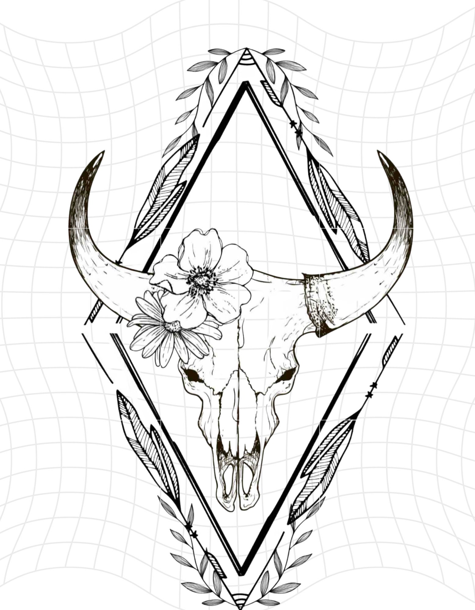 Cow Skull SUBLIMATION design