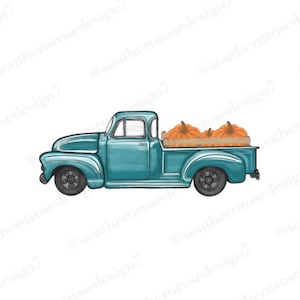 Blue farm truck, digital download