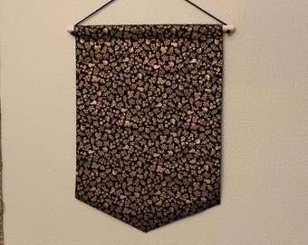 Black and Gold Pear and Pomegranate Pin Banner | Black Pin Banner | Pear Pomegranate Pin Banner | Black and Gold Pin Display Banner