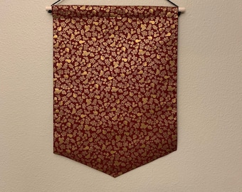 Red and Gold Pear and Pomegranate Pin Banner | Red Pin Banner | Pear Pomegranate Pin Banner | Red and Gold Pin Display Banner