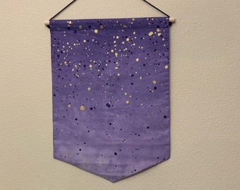 Purple & Gold Ink Splatter Pin Banner | Handmade Pin Display