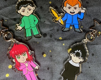 YYH 2 inch Acrylic Charms | Yusuke Kuwabara Kurama Hiei | Spirit Detective | Yu Yu Hakusho inspired charms