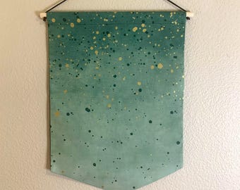 Teal & Gold Ink Splatter Pin Banner | Teal Enamel Pin Display