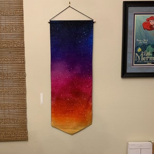 Rainbow Ombre Galaxy Pin Banner | Extra Long Pin Banner | Enamel Pin Display Banner | 36 inch Pin Organizer | Space Pin Banner