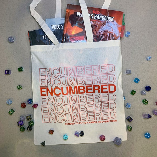 Encumbered Baldur's Gate 3 Inspired Tote Bag | D&D Inspired Tote Bag | Encumbered Tote Bag