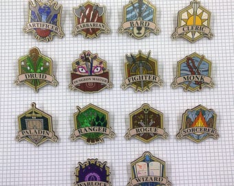 D&D Class Wooden Pin | Dungeons and Dragons Party Gift