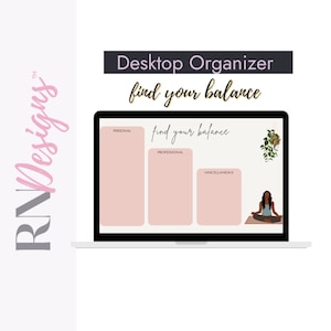 Minimalist Desktop Wallpaper Organizer Instant Digital Download, Black Girl, zen, yoga, meditation desktop