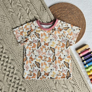 Organic PINK BUTTERFLY toddler baby butterfly garden shirt back to school