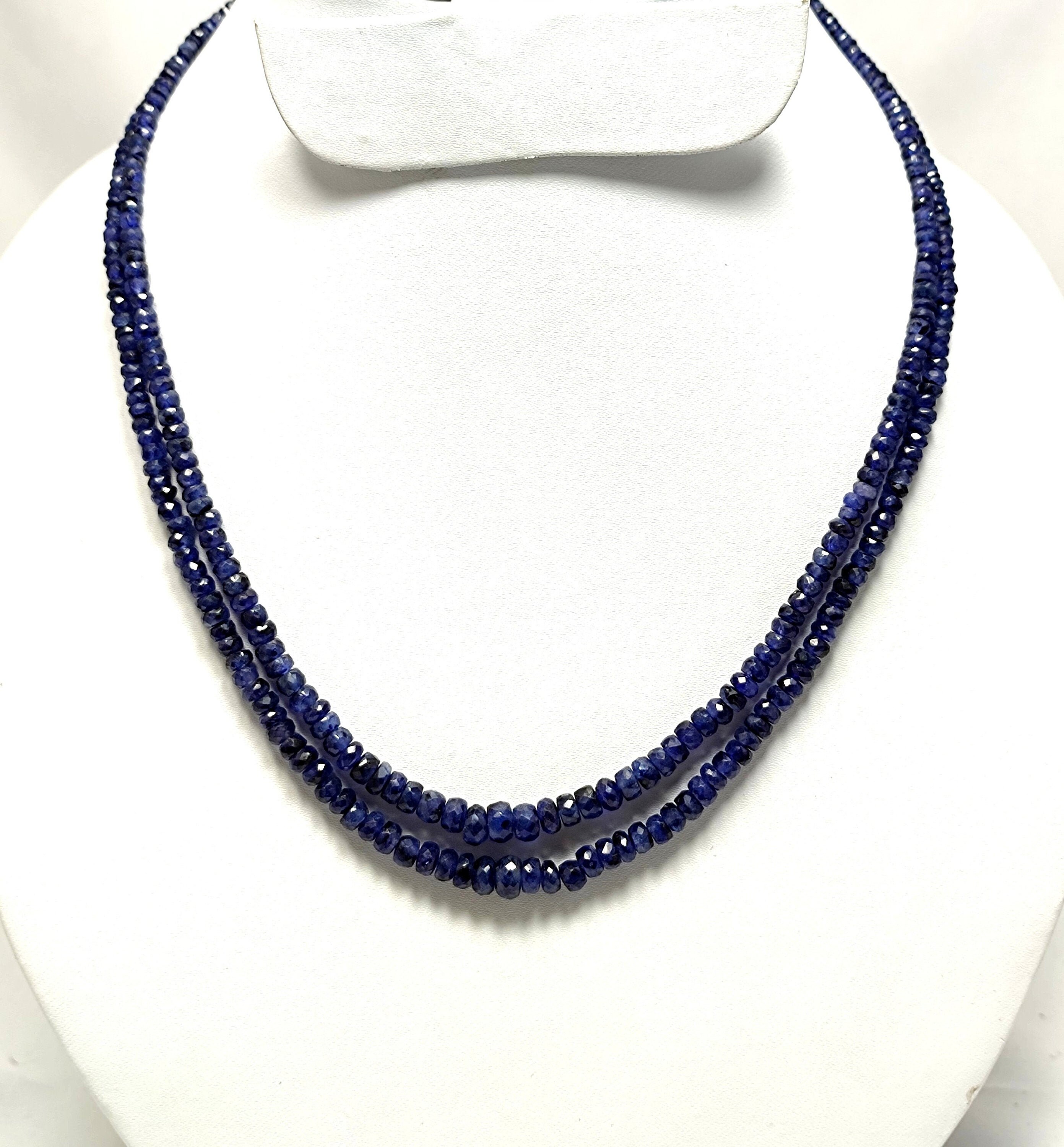 Natural Blue Sapphire Beaded Necklace 3-7mm Blue Sapphire | Etsy