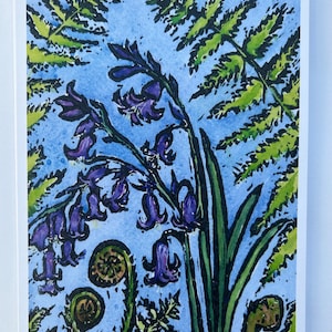 Bluebell and fern Greetings Card