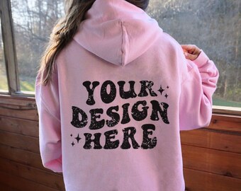 18500 Back Mockup Hellrosa, Gildan 18500 Hoodie Back Mockup Hellrosa, Übergroßer Rücken 18500 Modell Mockup, Hellrosa 18500 Mockup Zurück
