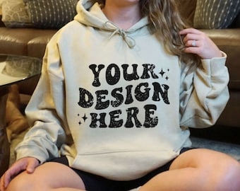 18500 Mockup Sand, Gildan 18500 Hoodie Mockup Sand, Oversized 18500 Modell Mockup, Sand 18500 Hoodie Mockup, 18500 Sand Hoodie Mockup