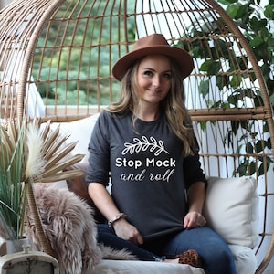 Dark Grey Heather 3501 Long Sleeve MockUp, Bella And Canvas 3501 Mockup, Dark Grey Heather Fall Mock, Womens 3501 Mockup, Bella Canvas Mocks