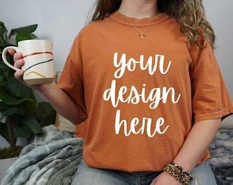Comfort Colors C1717 Mockup Yam, Comfort Colors Yam Mockup, Oversized Comfort Colors Mockup C1717 Yam, Comfort Colors Model Mockup