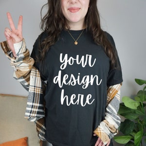 Comfort Colors C1717 Mockup Black, Comfort Colors Black Mockup, Oversized Comfort Colors Mockup C1717 Black, Comfort Colors Model Mockup