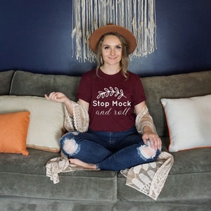 Bella Canvas 3001 Mockup, Bella Canvas Maroon Shirt Mockup, T-shirt Mockup, Model Mock up, Bella Canvas Maroon, 3001 Summer Mockup Maroon