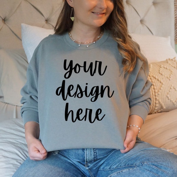 Comfort Colors 1566 Grey Mockup, Comfort Colors Grey 1566 Sweatshirt Mockup, Oversized Comfort Colors 1566 Mockup Grey, 1566 Model Mockup