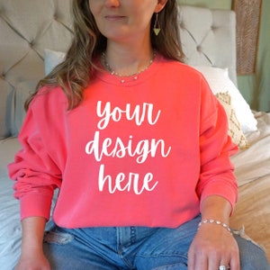 Comfort Colors 1566 Watermelon Mockup, Watermelon Comfort Colors Sweatshirt Model Mockup, Oversized Comfort Colors Mockup Watermelon 1566