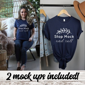 Navy Bella Canvas 3001 Mockup Bundle, Bella Canvas 3001 Navy Mock ups, Hanging Model Mockup 3001, Fall Navy 3001, Boho 3001 Navy Mockups