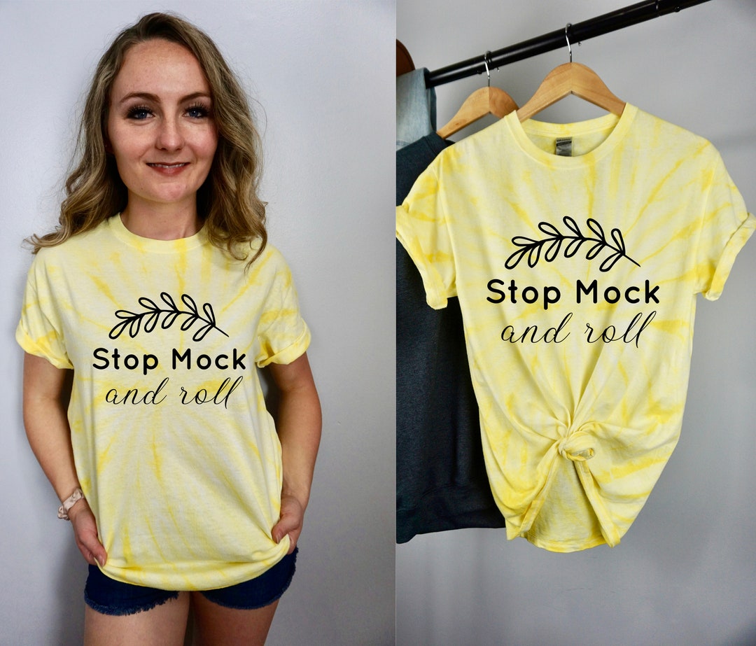 Pale Yellow Tie-dye Cyclone Mockup Bundle, Gildan 5000 Tie Dye Mock Up ...
