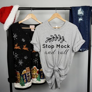 Bella Canvas 3001 Athletic Heather Mockup, Christmas Mockup, Winter Mockup, Bella Canvas 3001 flat lay Mockup, Bella 3001 Hanging Mock up