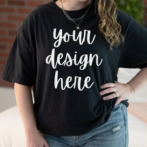 Comfort Colors C1717 Mockup Black, Comfort Colors Black Mockup, Oversized Comfort Colors Mockup C1717 Black, Comfort Colors Model Mockup