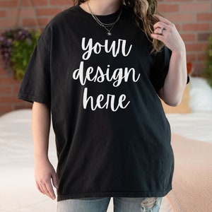 Comfort Colors C1717 Mockup Black, Comfort Colors Black Mockup, Oversized Comfort Colors Mockup C1717 Black, Comfort Colors Model Mockup
