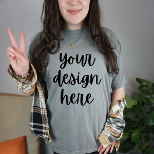 Comfort Colors C1717 Mockup Grey, Comfort Colors Grey Mockup, Oversized Comfort Colors Mockup C1717 Gray, Comfort Colors Model Mockup