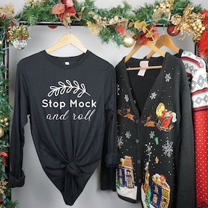 Bella And Canvas 3501 Mockup, Christmas Mockup, Hanging 3501 Mock Up, Black 3501 Long Sleeve Mock Up, Women&#39;s Winter 3501 Mock up