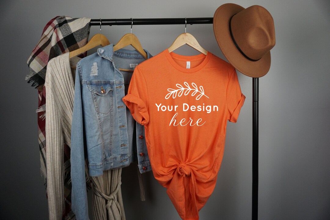 Heather Orange Bella Canvas 3001 Mockup, Orange Bella Canvas 3001 ...