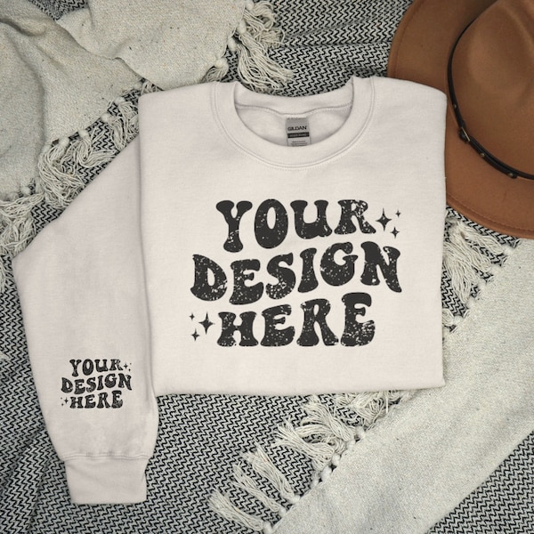 Gildan 18000 Sleeve Sweatshirt Mockup, Sand Sleeve Sweater Mock up, Sweatshirt Sleeve Mockup, Cuff Mockup, Wrist Mockup, Sweatshirt Mockup