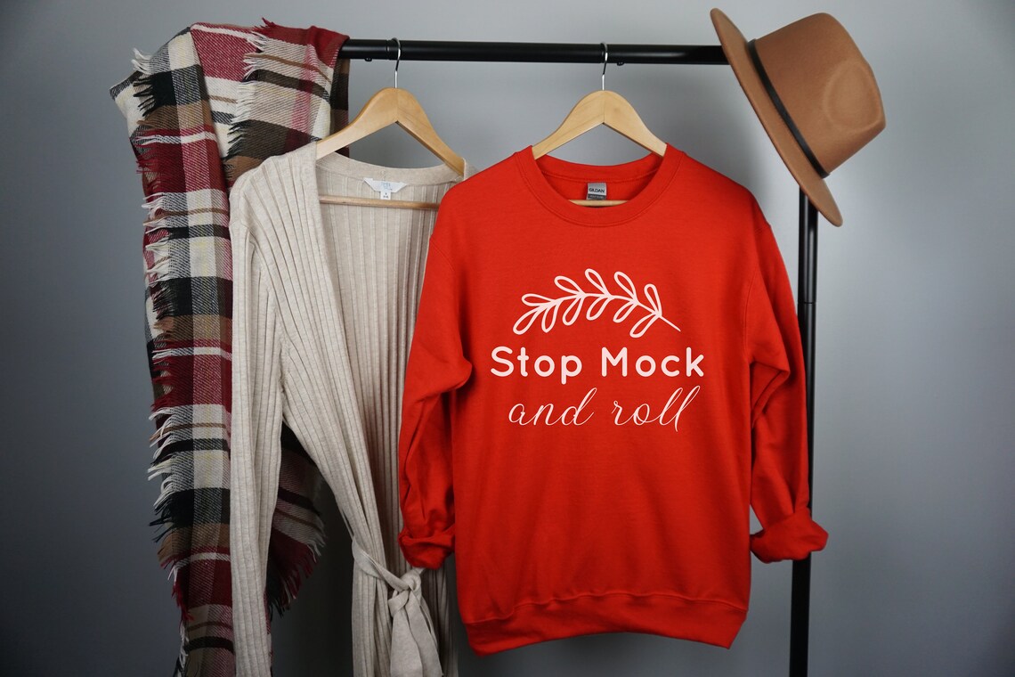 red sweatshirt and sweatpants set