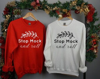 Gildan 18000 Red and White Sweatshirt MockUp, Matching Gildan 18000, Couple Hanging Mock up, 18000 Flat Lay Mockup, Group Christmas Mockup