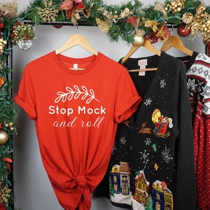 Bella Canvas 3001 Canvas Red Mockup, Red Christmas Mockup, Winter 3001 Mockup, Bella Canvas 3001 flat lay Mockup, Bella 3001 Hanging Mock up