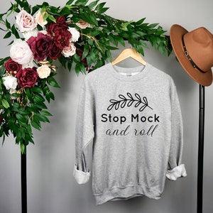 Gildan 18000 Sport Grey Sweatshirt Mock Up, Fall Sport Grey MockUp, Sweatshirt Hanging, Sport Grey 18000, Cute Fall Mock Ups, Gildan Mocks