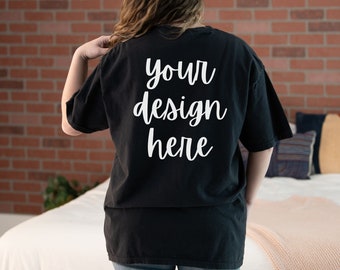 Comfort Colors C1717 Back Mockup Black, Comfort Colors Black Mockup, Comfort Colors Back of Shirt Mockup, Comfort Colors Model Back Mockup