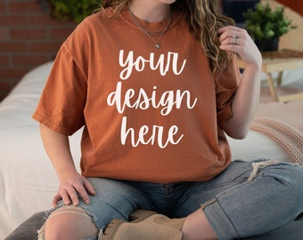 Comfort Colors C1717 Mockup Yam, Comfort Colors Yam Mockup, Oversized Comfort Colors Mockup C1717 Yam, Comfort Colors Model Mockup