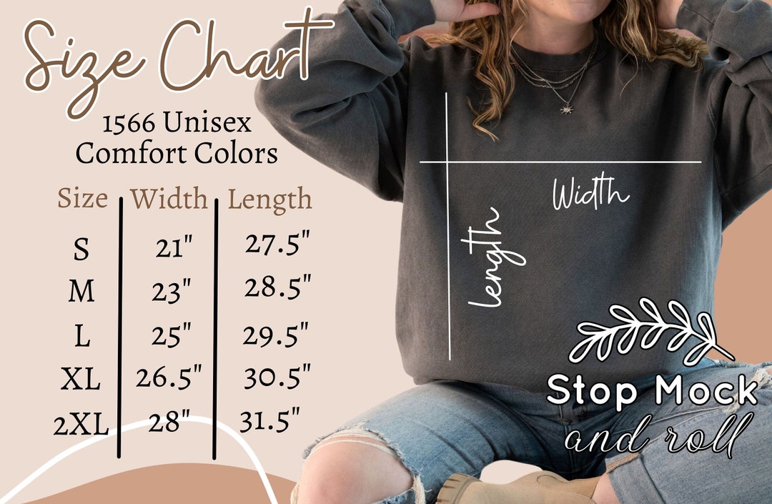 Comfort Colors 1566 Size Chart 1566 Size Chart 1566 Model - Etsy