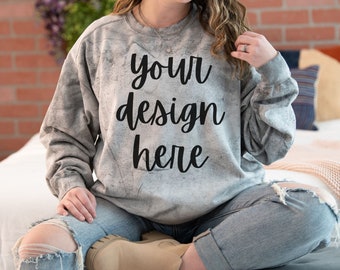Comfort Colors 1545 Mockup Smoke, Comfort Colors Smoke Sweatshirt Mockup, Color Blast Comfort Colors Mockup 1545 Smoke, Smoke Model Mockup
