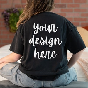 Comfort Colors C1717 Back Mockup Black, Comfort Colors Black Mockup, Comfort Colors Back of Shirt Mockup, Comfort Colors Model Back Mockup