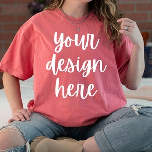Comfort Colors C1717 Mockup Watermelon, Comfort Colors Watermelon Mockup, Oversized Comfort Colors Mockup C1717, Comfort Colors Model Mockup