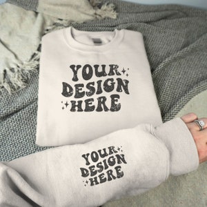 Gildan 18000 Sleeve Sweatshirt Mockup, Sand Sleeve Sweater Mock up, Sweatshirt Sleeve Mockup, Cuff Mockup, Wrist Mockup, Sweatshirt Mockup