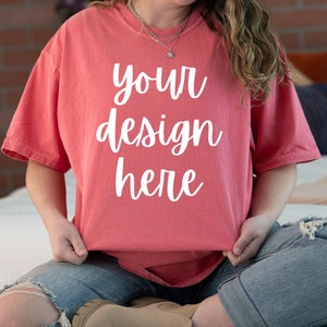 Comfort Colors C1717 Mockup Watermelon, Comfort Colors Watermelon Mockup, Oversized Comfort Colors Mockup C1717, Comfort Colors Model Mockup