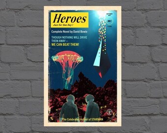 Heroes - David Bowie Vintage Sci-Fi Paperback Cover Poster