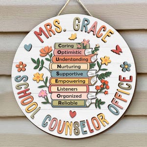 Personalized Back To School Gift For Psychologist Teacher, Custom 3D School Counselor Office Door Sign, Classroom Door Sign, Counselor Gifts