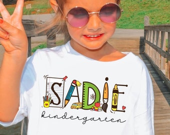 Personalized Back to School Kids Shirt, Kids Name Youth Shirt, Custom Name Grade Todder Shirt, Kindergarten Shirt, First Day of School Tee