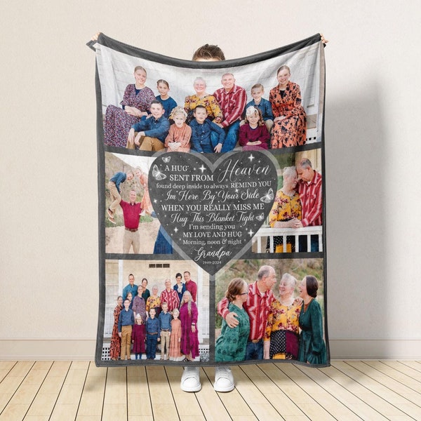 Personalized Memorial Photo Collage Fleece Blanket: Sympathy Gift