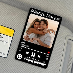 Personalized Valentine&#39;s Day Gift For Him, Custom Song & Photo Car Visor Clip, Boyfriend Husband Gifts, Drive Safe Photo Family Visor Clip