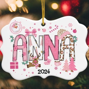 Personalized Girls Name Christmas Ornament, Cute Christmas Ornament For Kids, Christmas Gift For Daughter, Customized Girls Name Ornament