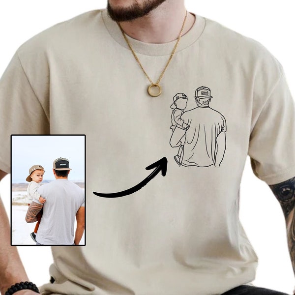 Custom Photo Shirt For Dad, Fathers Day Gifts, Father's Day Shirt, Personalized Dad Portrait Shirt, Dad Birthday Gifts, Gift for Husband